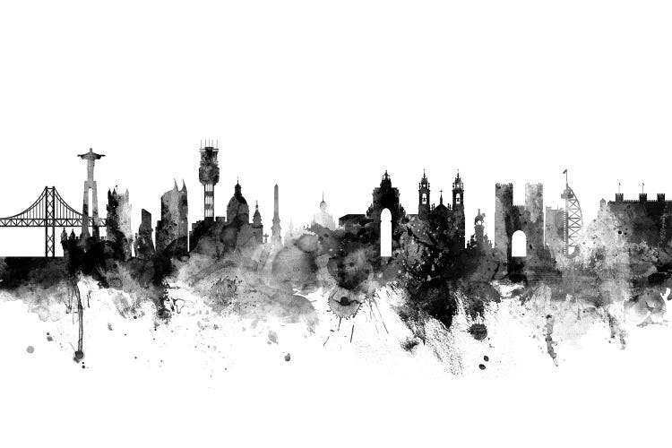 Lisbon, Portugal In Black & White by Michael Tompsett wall art