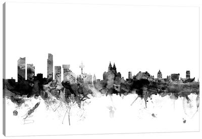 Liverpool, England In Black & White Canvas Art Print - Liverpool Art