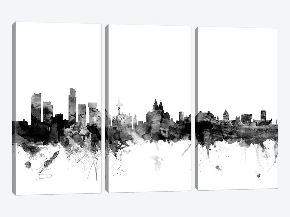 Liverpool, England In Black & White by Michael Tompsett 3-piece Canvas Art