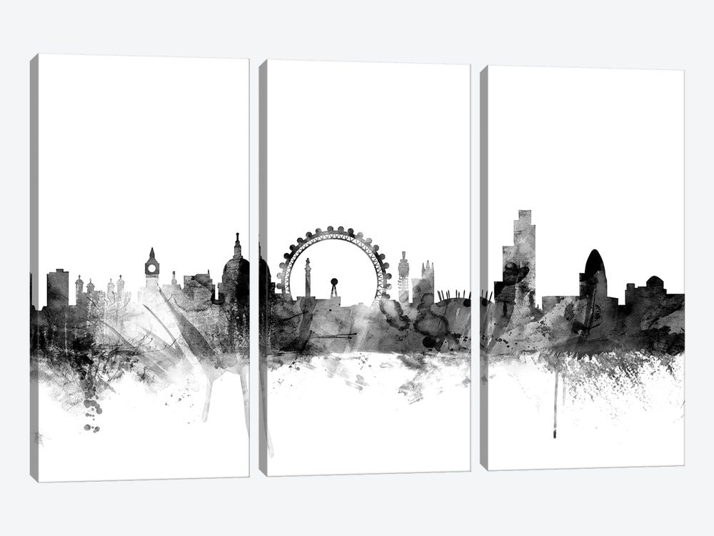 London, England In Black & White I by Michael Tompsett 3-piece Canvas Print