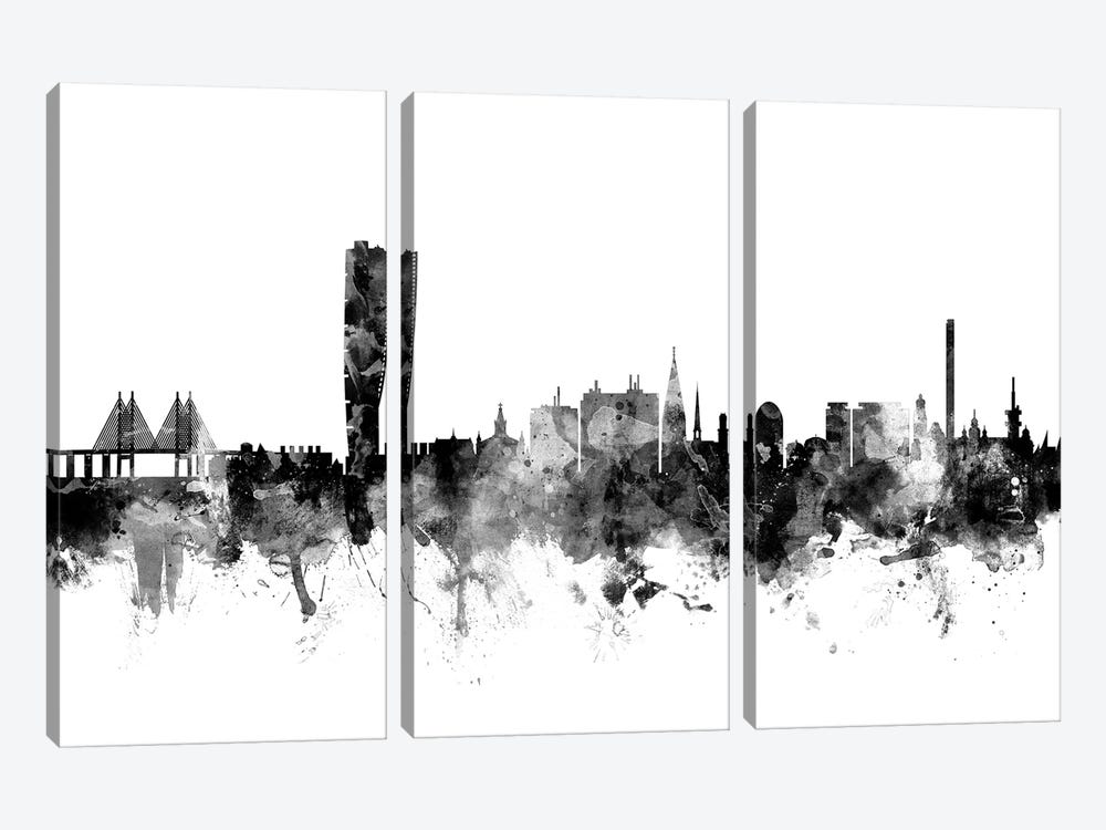 Malmo, Sweden In Black & White by Michael Tompsett 3-piece Canvas Wall Art