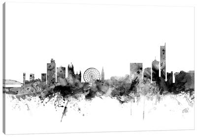 Manchester, England In Black & White Canvas Art Print - Manchester Art