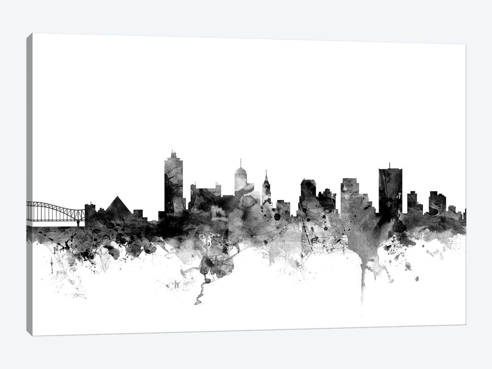 Memphis, Tennessee In Black & White by Michael Tompsett 1-piece Canvas Print
