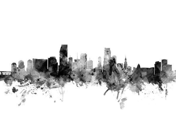 Miami Skylines: Miami, Florida In Black & White by Michael Tompsett