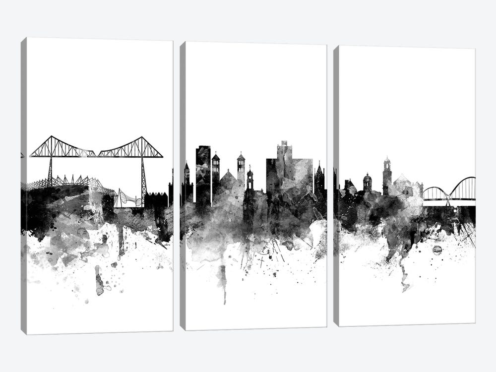Middlesbrough, England In Black & White by Michael Tompsett 3-piece Art Print