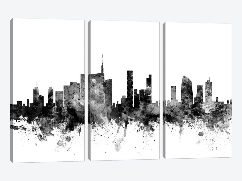 Milan, Italy In Black & White by Michael Tompsett 3-piece Canvas Art