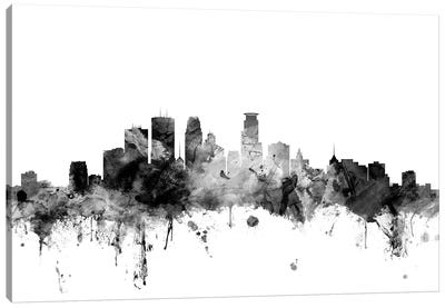Minneapolis, Minnesota In Black & White Canvas Art Print - Black & White Graphics & Illustrations