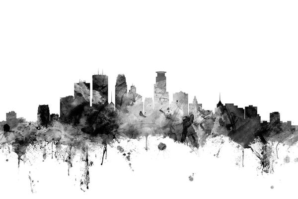 Large Black & White Art - Canvas Prints: Minneapolis, Minnesota In Black & White by Michael Tompsett
