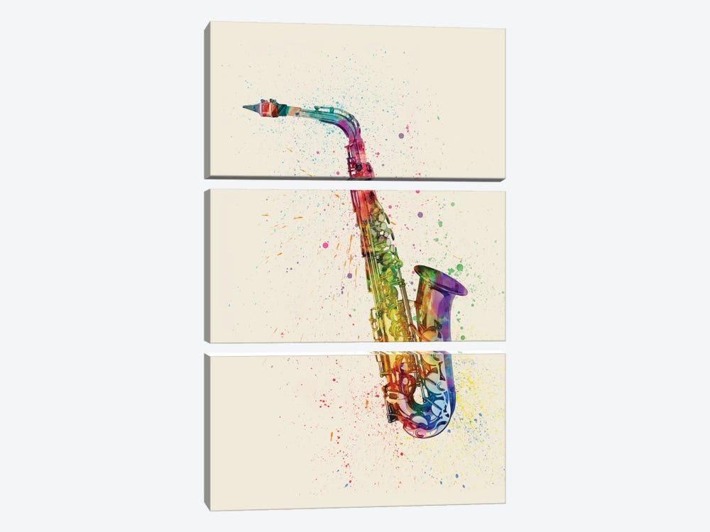 Saxophone by Michael Tompsett 3-piece Canvas Artwork