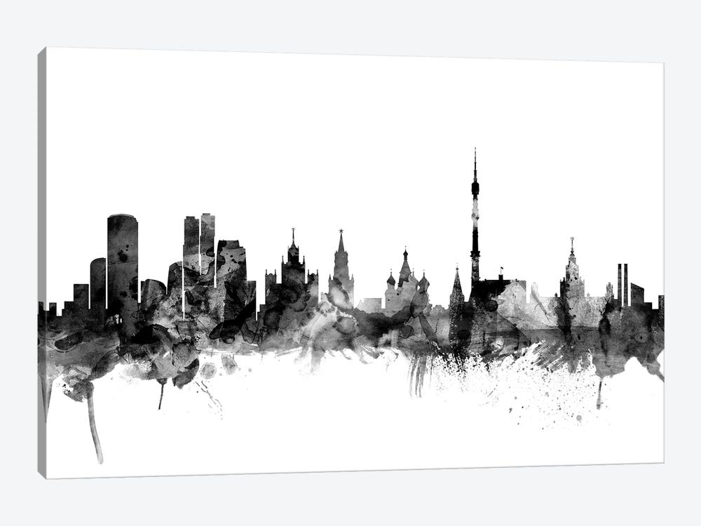 Moscow, Russia In Black & White 1-piece Canvas Art Print