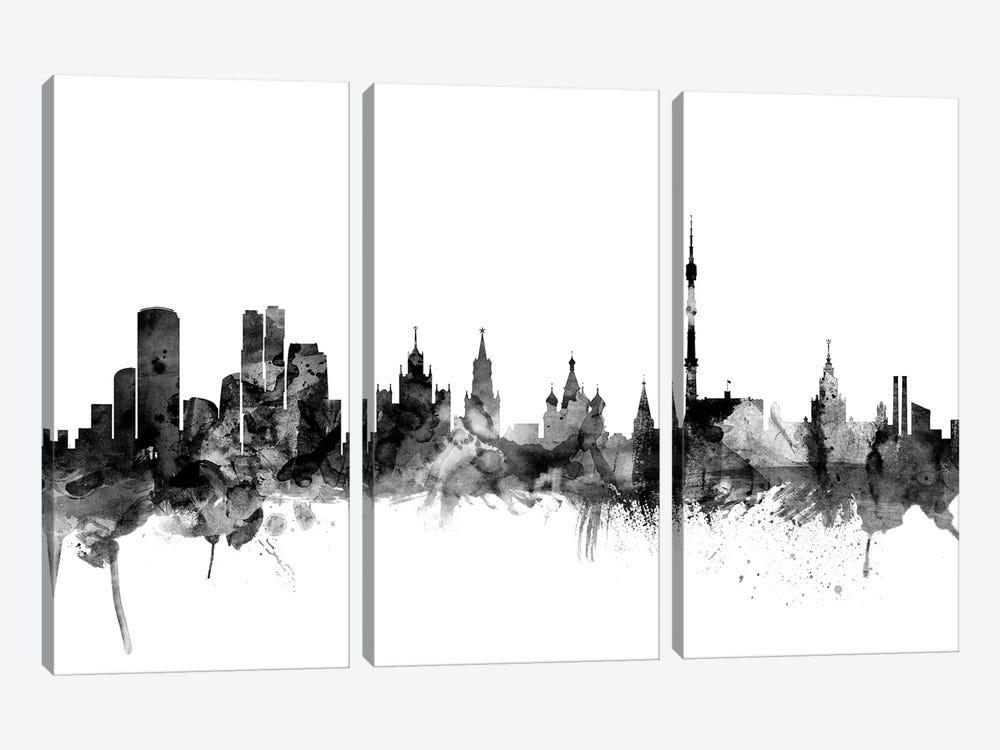 Moscow, Russia In Black & White by Michael Tompsett 3-piece Art Print