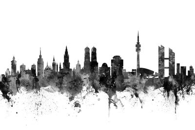 Munich, Germany In Black & White by Michael Tompsett metal wall art