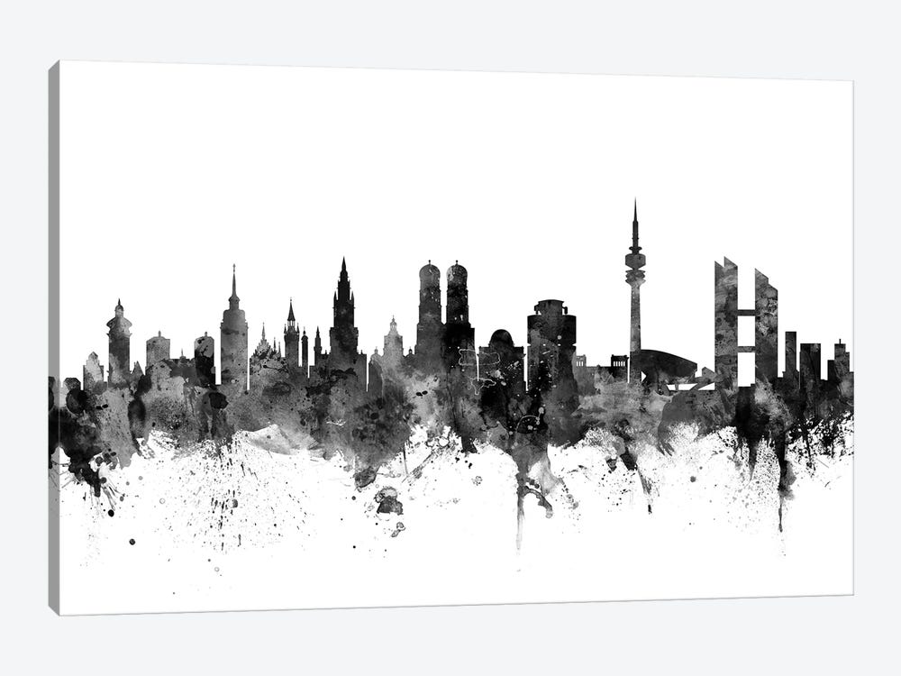 Munich, Germany In Black & White by Michael Tompsett 1-piece Canvas Art Print