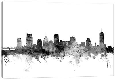 Nashville, Tennessee In Black & White Canvas Art Print - Michael Tompsett