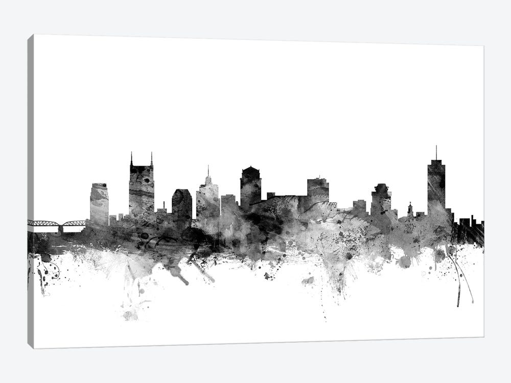 Nashville, Tennessee In Black & White by Michael Tompsett 1-piece Canvas Wall Art