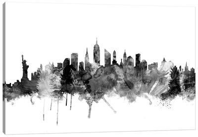New York City In Black & White I Canvas Art Print - Black & White Graphics & Illustrations