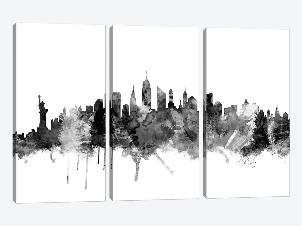 New York City In Black & White I by Michael Tompsett 3-piece Canvas Print