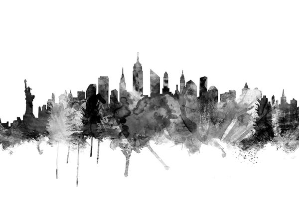 Black & White Scenic Art: New York City In Black & White I by Michael Tompsett