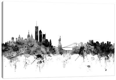 New York City In Black & White II Canvas Art Print - Black & White Scenic