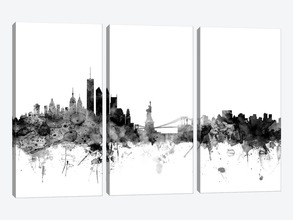 New York City In Black & White II by Michael Tompsett 3-piece Canvas Wall Art