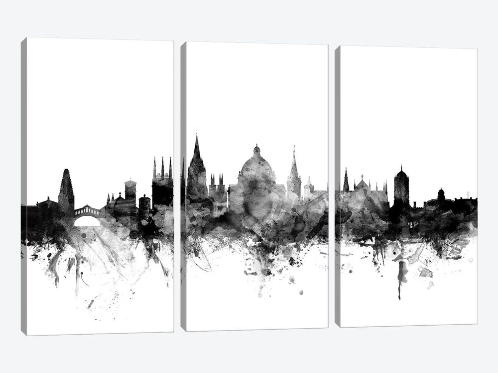 Oxford, England In Black & White by Michael Tompsett 3-piece Canvas Art Print