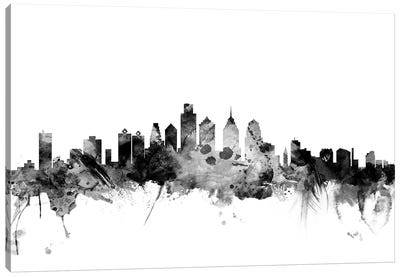 Philadelphia, Pennsylvania In Black & White Canvas Art Print - Black & White Graphics & Illustrations