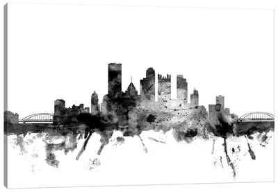 Pittsburgh, Pennsylvania In Black & White Canvas Art Print - Black & White Scenic
