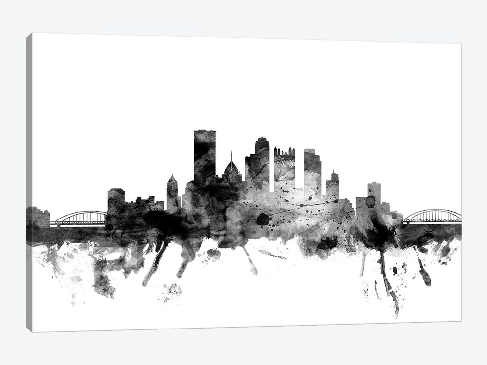 Pittsburgh, Pennsylvania In Black & White by Michael Tompsett 1-piece Canvas Print