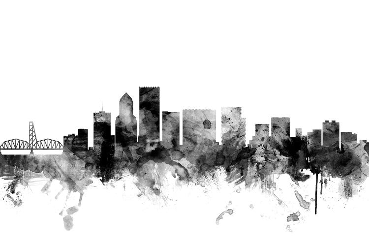 Portland, Oregon In Black & White by Michael Tompsett wall art