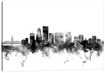 Portland, Oregon In Black & White Canvas Art Print - Skyline Art