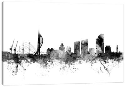Portsmouth, England In Black & White Canvas Art Print