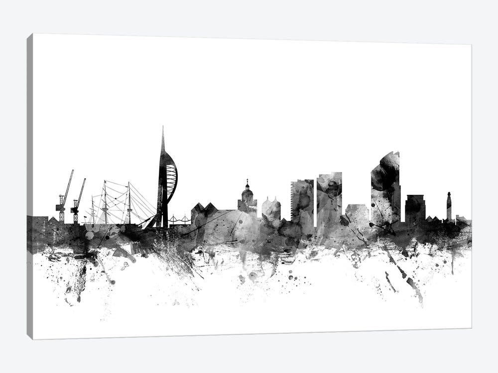 Portsmouth, England In Black & White by Michael Tompsett 1-piece Canvas Print