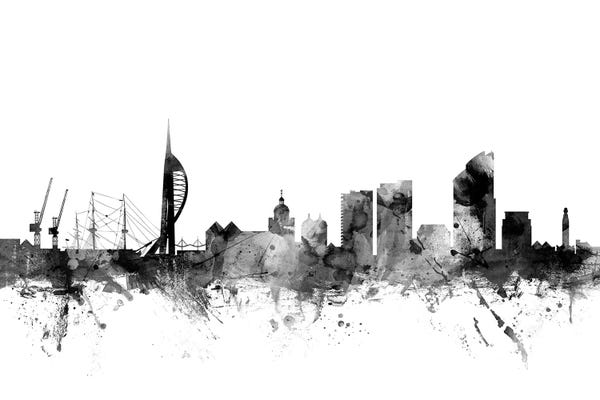 Portsmouth: Portsmouth, England In Black & White by Michael Tompsett