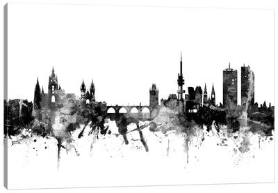 Prague, Czech Republic In Black & White Canvas Art Print - Prague Art