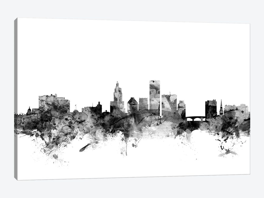 Providence, Rhode Island In Black & White by Michael Tompsett 1-piece Canvas Wall Art