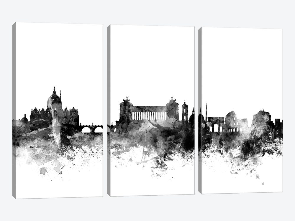 Rome, Italy In Black & White by Michael Tompsett 3-piece Canvas Art Print
