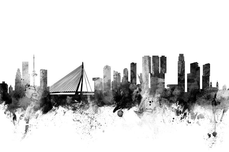 Rotterdam, The Netherlands In Black & White by Michael Tompsett wall art