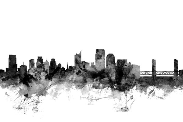 Black & White Scenic Art: Sacramento, California In Black & White by Michael Tompsett