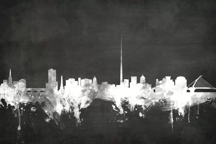 Blackboard Skyline Of  Dublin, Republic Of Ireland