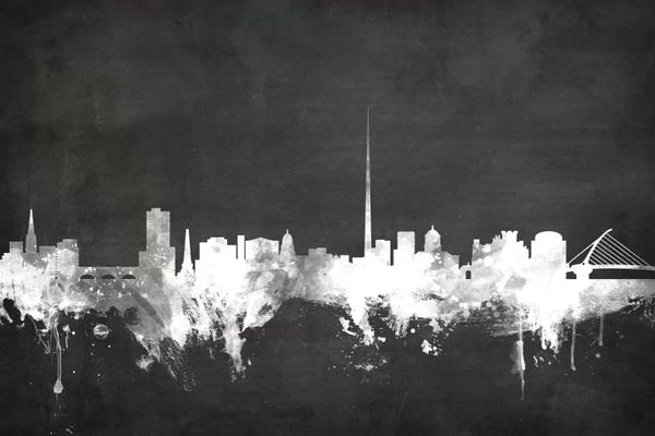Dublin: Blackboard Skyline Of  Dublin, Republic Of Ireland by Michael Tompsett