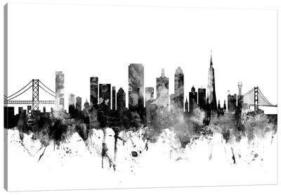 San Francisco, California In Black & White Canvas Art Print - Black & White Graphics & Illustrations