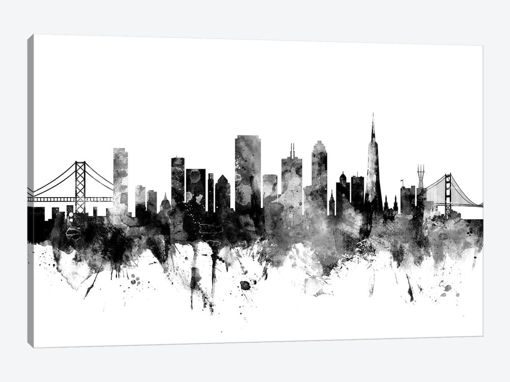 San Francisco, California In Black & White by Michael Tompsett 1-piece Art Print