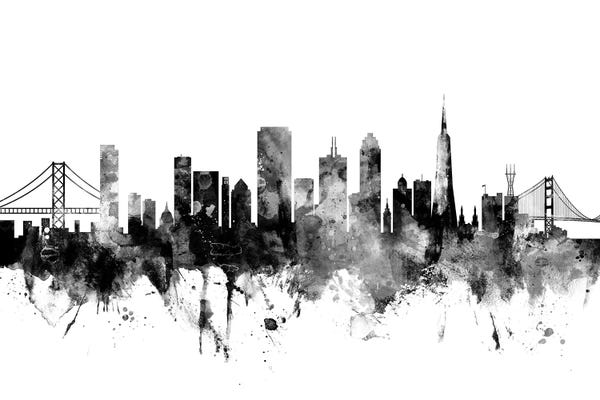Black & White Digital Art: San Francisco, California In Black & White by Michael Tompsett