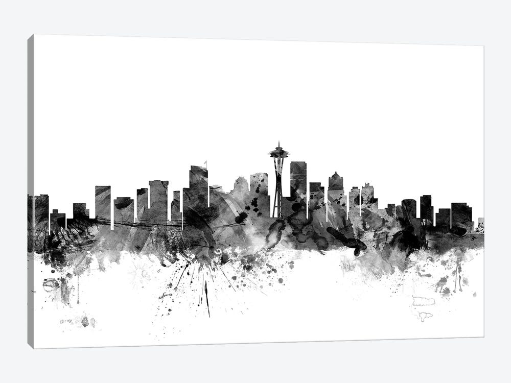 Seattle, Washington In Black & White by Michael Tompsett 1-piece Canvas Art