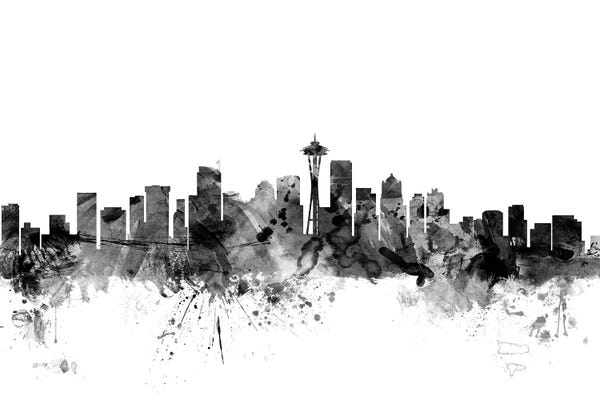 Washington: Seattle, Washington In Black & White by Michael Tompsett