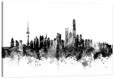 Shanghai, China In Black & White Canvas Art Print - Shanghai