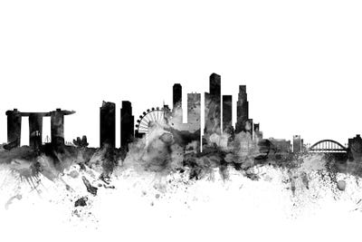 Singapore In Black & White by Michael Tompsett canvas print