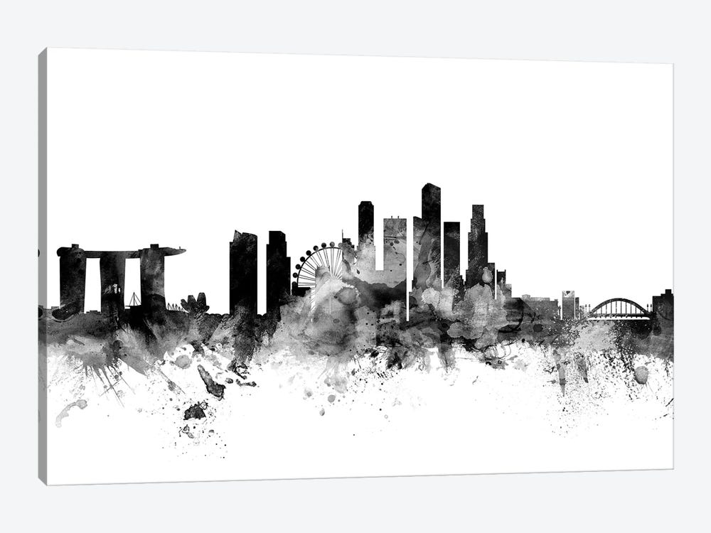 Singapore In Black & White by Michael Tompsett 1-piece Canvas Print