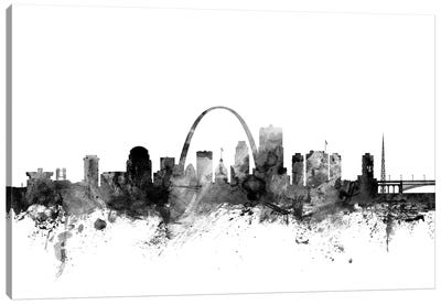 St. Louis, Missouri In Black & White Canvas Art Print - Missouri Art