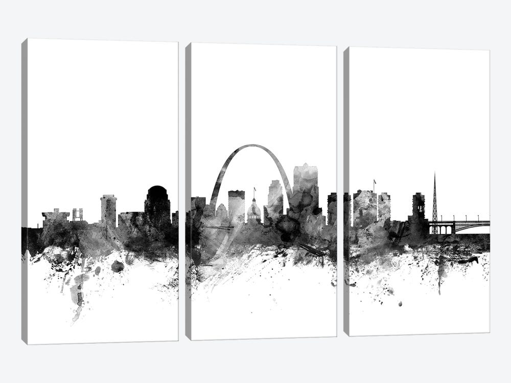 St. Louis, Missouri In Black & White by Michael Tompsett 3-piece Canvas Artwork
